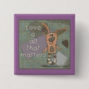 Primitive Bunny 2 Inch Square Button