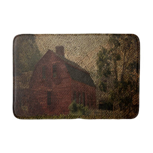 Primitive burlap country farmhouse red barn bath mat