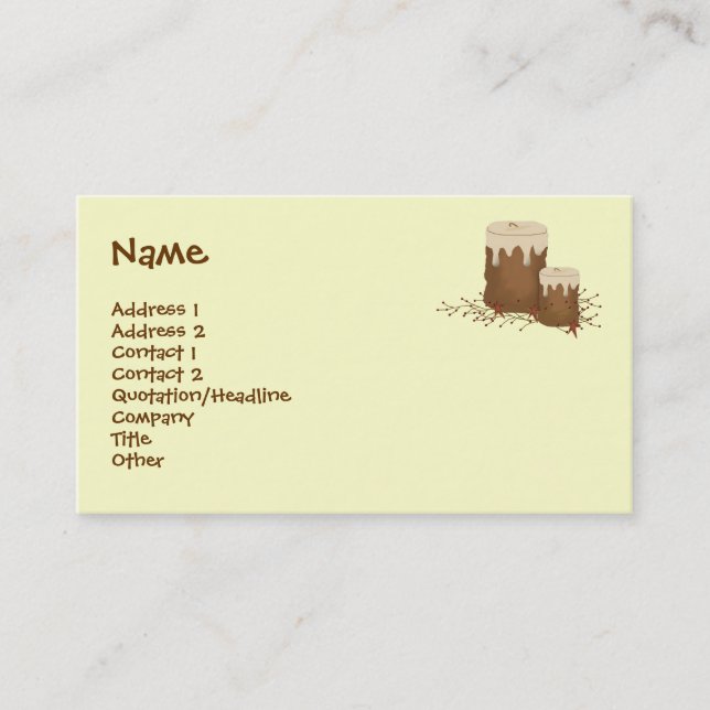 Primitive Candles Business Card (Front)