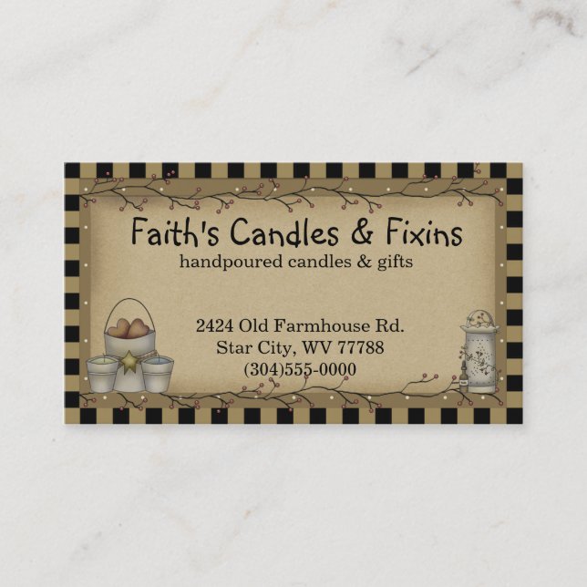 Primitive Candles & Fixins Primitive Business Card (Front)