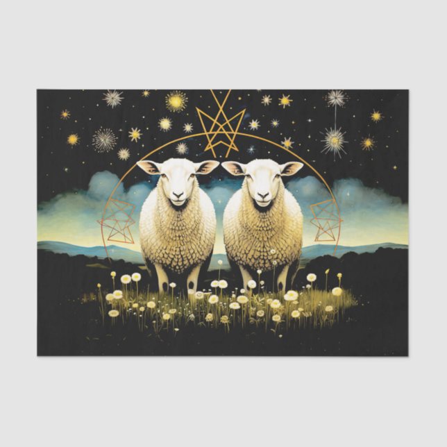 Primitive Celestial Sheep Decoupage Tissue Paper (Front)
