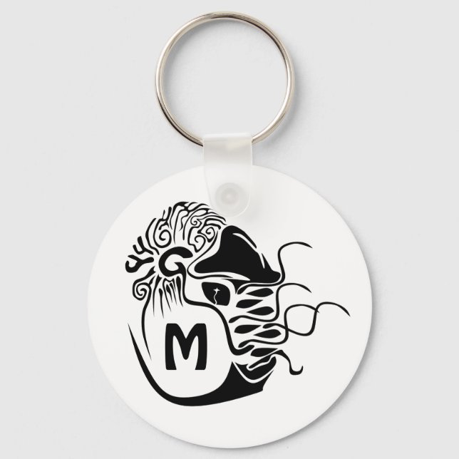 Primitive Chambered Nautilus Monogram Keychain (Front)