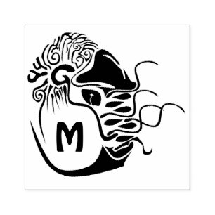 Primitive Chambered Nautilus Monogram Rubber Stamp