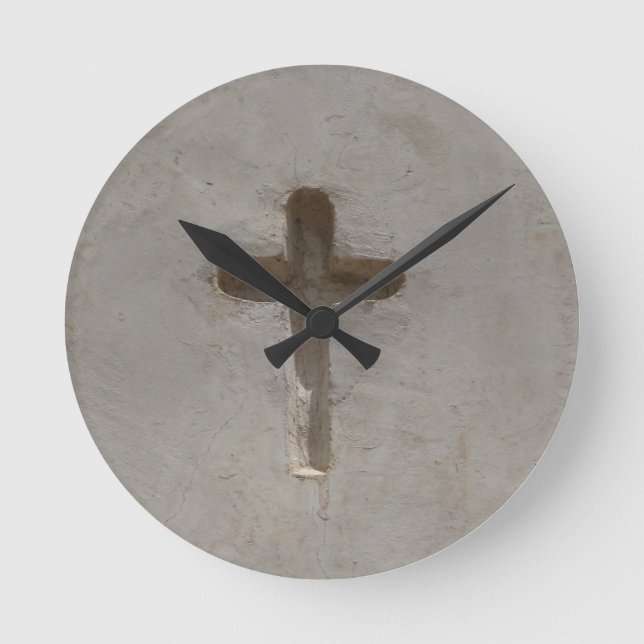 Primitive Christian Cross customize favourite Round Clock (Front)