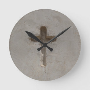 Primitive Christian Cross customize favourite Round Clock