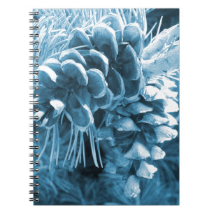 Primitive Christmas pine tree ice blue pinecone Notebook