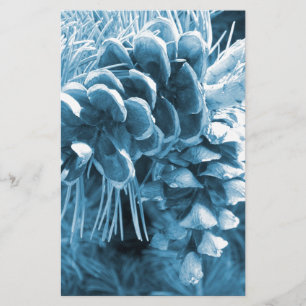 Primitive Christmas pine tree ice blue pinecone Stationery