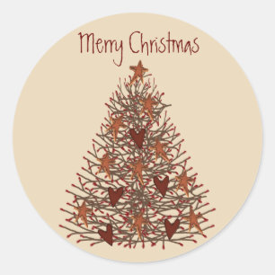 Primitive Christmas Tree Sticker