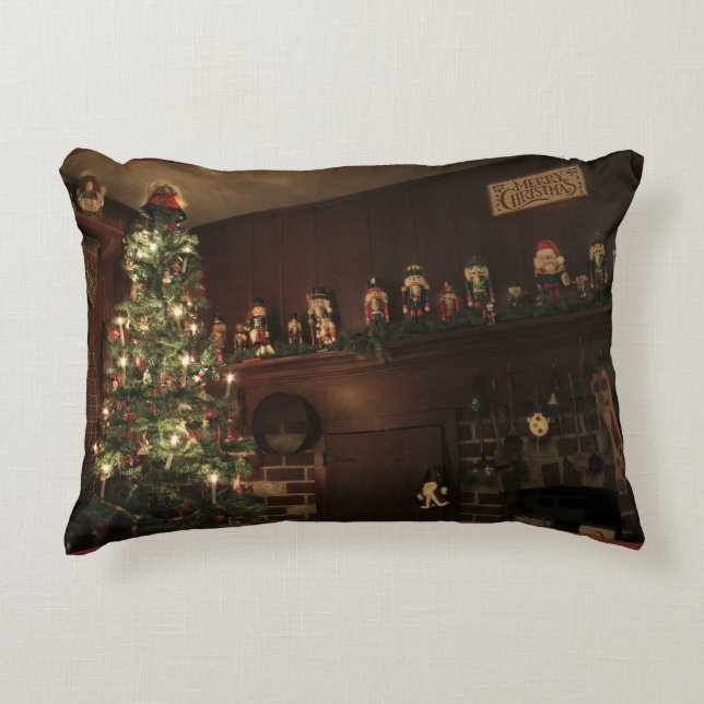 Primitive Colonial Country Christmas Holiday Accent Pillow (Front)