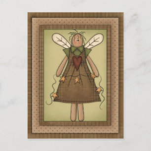 Primitive Country Angel avec carte postale Prim St