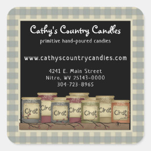 Primitive Country Candles & Pip Berries Square Sti Sticker