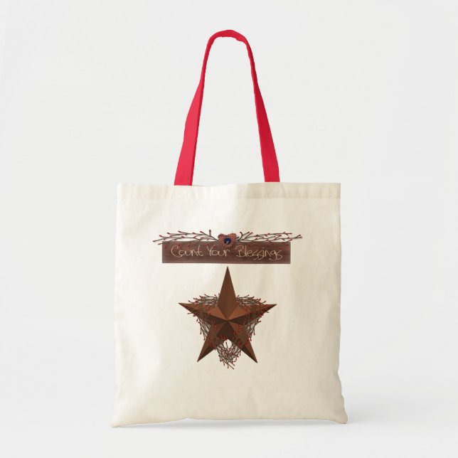 Primitive Country Count Your Blessings Tote Bag (Front)