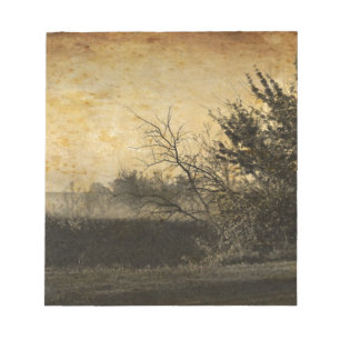 Primitive Country Field Fog Outdoors Winter Trees Notepad