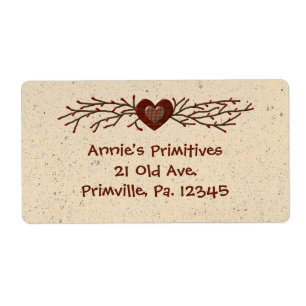 Primitive Country Heart Business Label