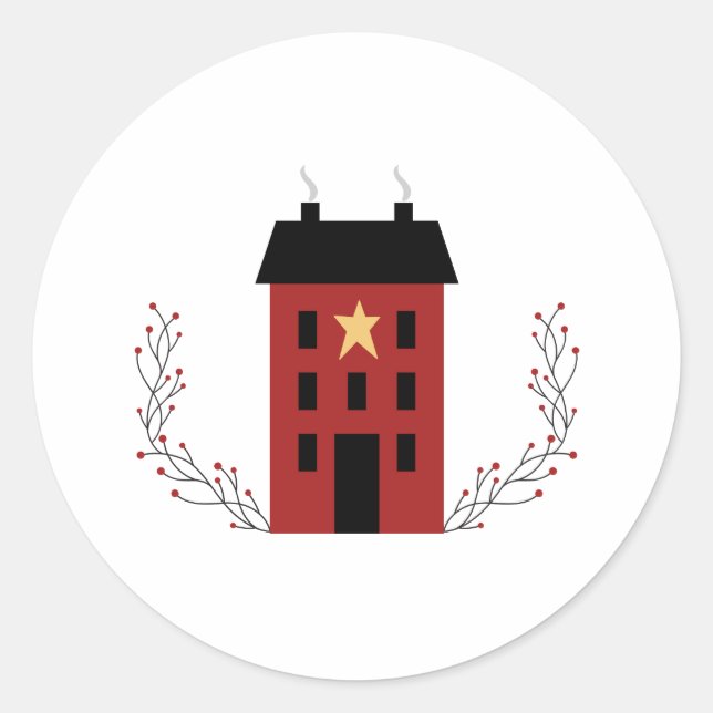 Primitive Country House Classic Round Sticker (Front)
