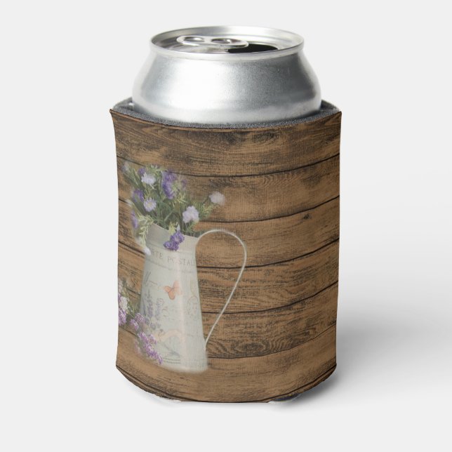 primitive country lavender rustic barn wood can cooler (Can Back)