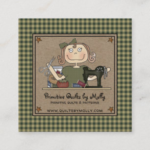 Primitive Country Rustic Sewing Quilting Crafting Square Business Card