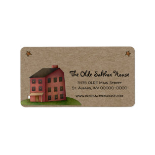 Primitive Country Saltbox House Return Address Label