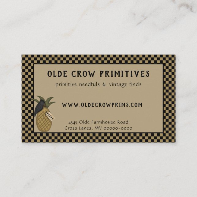 PRIMITIVE CROW COUNTRY CRAFTER BUSINESS CARD (Front)