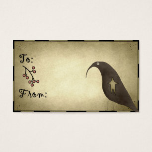 Primitive Crow Design 1 - Holiday Gift Tags