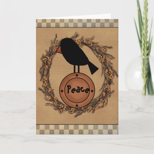 Primitive crow Greeting Card (Front)