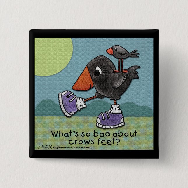Primitive Crows- Crows Feet 2 Inch Square Button (Front)
