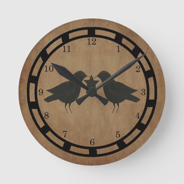 Primitive Crows Wall Clock (Front)