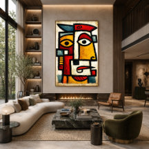 Primitive Cubist Character 1 Bold Abstract Art
