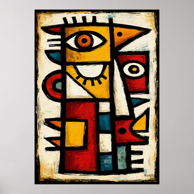 Primitive Cubist Character 2 Bold Abstract Art Poster (Front)