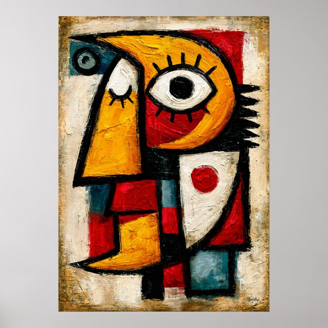 Primitive Cubist Dreamer Bold Abstract Geometric Poster (Front)