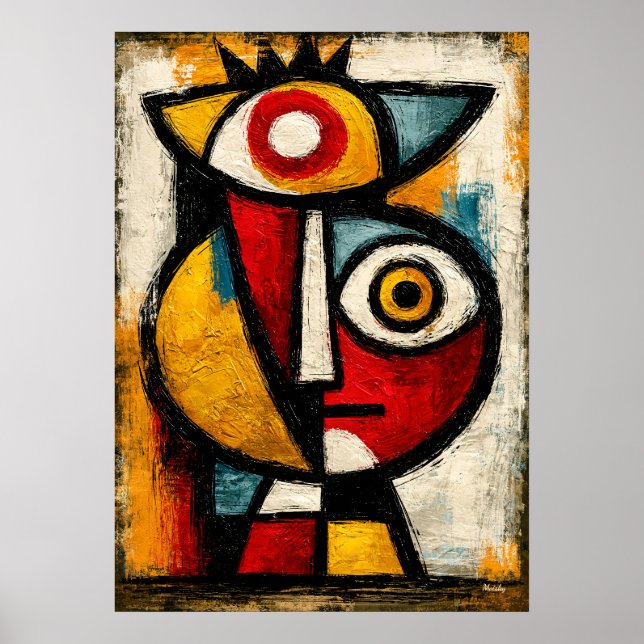 Primitive Cubist Guardian Bold Abstract Geometric  Poster (Front)