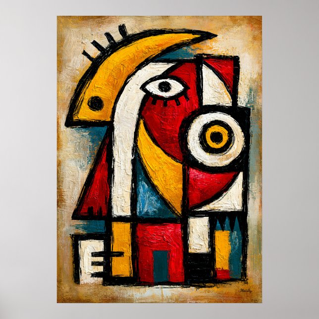 Primitive Cubist Oracle Bold Abstract Geometric Poster (Front)