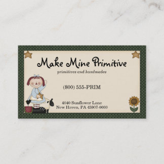 Primitive Doll with Gold Star Business Card