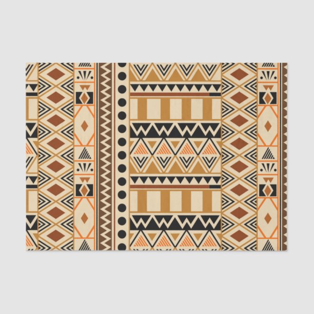 Primitive Ethnic Tribal Pattern in Earth Colours  Tissue Paper (Front)