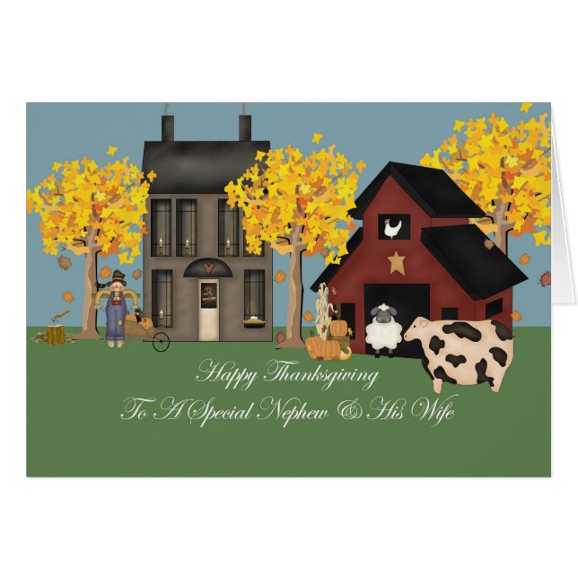 Primitive Farm Nephew & Wife Thanksgiving (Front Horizontal)