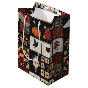 Primitive Farmhouse Appliqué & Geometric Medium Gift Bag