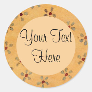 Primitive Floral Round Sticker