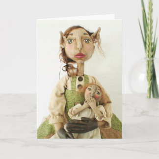 Primitive Folk Art Doll Christmas Card - Gwendolyn