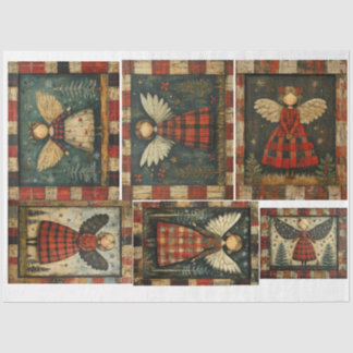Primitive Folkart Christmas Angels Tissue Paper