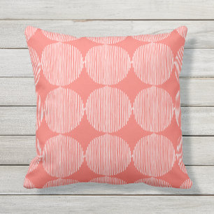 Primitive Geometric Squares Live Coral Outdoor Pillow