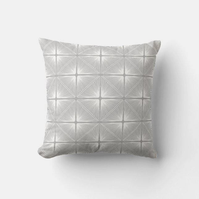 Primitive Geometric Strings in Grey and White Throw Pillow (Front)