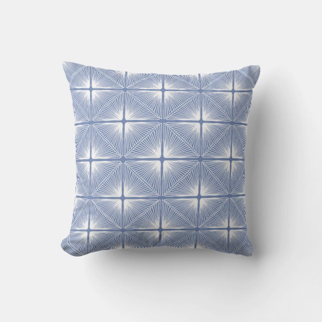 Primitive Geometric Strings in Hydrangea Blue Throw Pillow (Front)