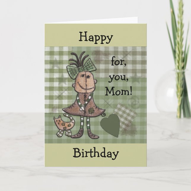 Primitive Girl and Cats Card (Front)