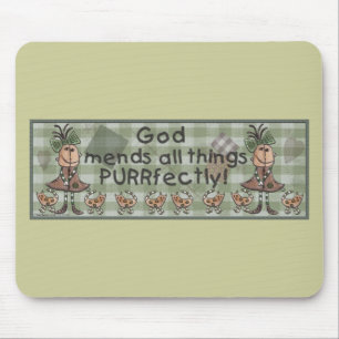 Primitive Girl and Cats Mouse Pad