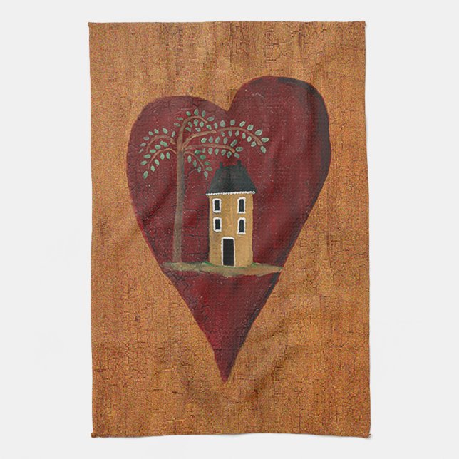 Primitive Heart Kitchen Towel (Vertical)