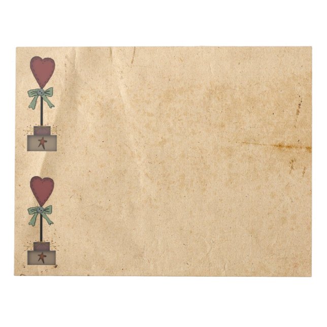 Primitive Heart Topiary Notepad (Front)
