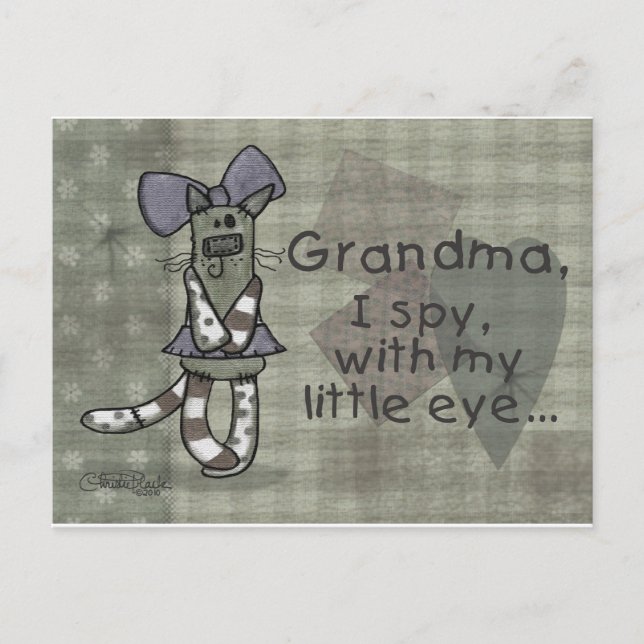 Primitive Kitty Family Specific Birthday Postcard (Front)