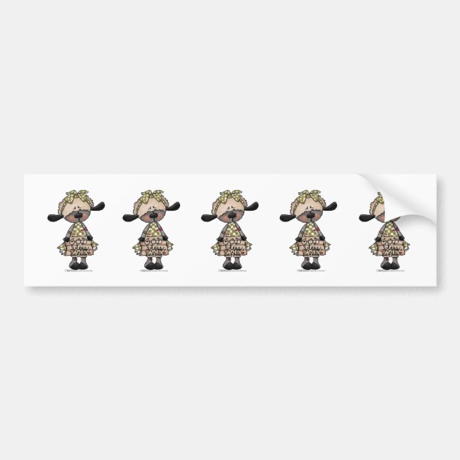 Primitive Lamb-God Bless Ewe Bumper Sticker (Front)