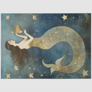 Primitive Mermaid In Celestial Ocean Decoupage     Tissue Paper