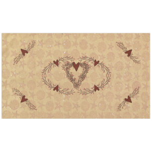 Primitive Pip Berry Heart Wreath Tablecloth Large